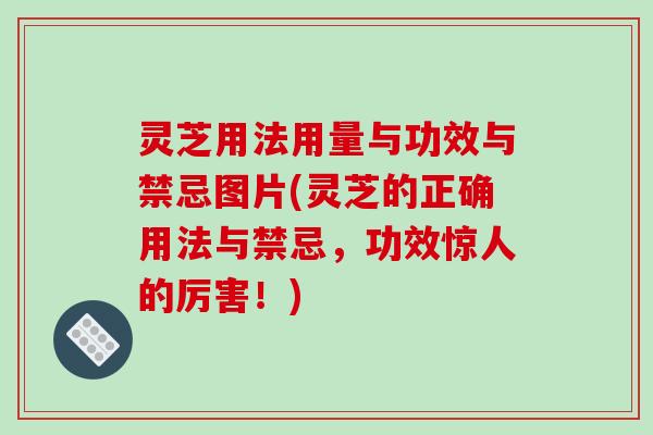 灵芝用法用量与功效与禁忌图片(灵芝的正确用法与禁忌，功效惊人的厉害！)-第1张图片-破壁灵芝孢子粉研究指南