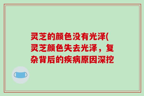 灵芝的颜色没有光泽(灵芝颜色失去光泽，复杂背后的疾病原因深挖-第1张图片-破壁灵芝孢子粉研究指南