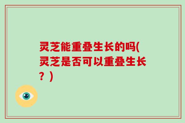 灵芝能重叠生长的吗(灵芝是否可以重叠生长?)-第1张图片-破壁灵芝孢子粉研究指南 灵芝能重叠生长的吗(灵芝是否可以重叠生长?)-第1张图片-破壁灵芝孢子粉研究指南
