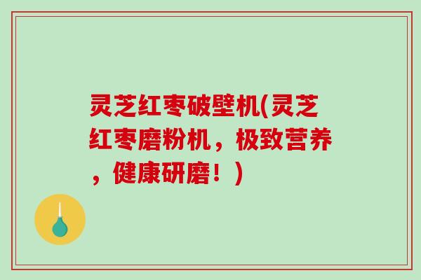 灵芝红枣破壁机(灵芝红枣磨粉机，极致营养，健康研磨！)-第1张图片-破壁灵芝孢子粉研究指南