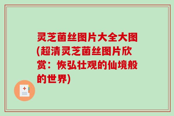 灵芝菌丝图片大全大图(超清灵芝菌丝图片欣赏:恢弘壮观的仙境般的世界)-第1张图片-破壁灵芝孢子粉研究指南 灵芝菌丝图片大全大图(超清灵芝菌丝图片欣赏:恢弘壮观的仙境般的世界)-第1张图片-破壁灵芝孢子粉研究指南