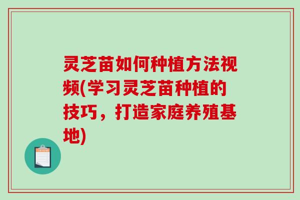 灵芝苗如何种植方法视频(学习灵芝苗种植的技巧,打造家庭养殖基地)-第1张图片-破壁灵芝孢子粉研究指南 灵芝苗如何种植方法视频(学习灵芝苗种植的技巧,打造家庭养殖基地)-第1张图片-破壁灵芝孢子粉研究指南