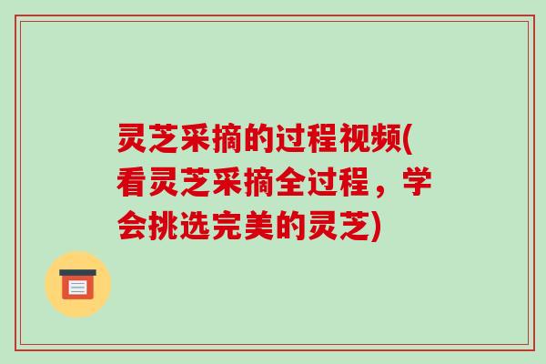 灵芝采摘的过程视频(看灵芝采摘全过程，学会挑选完美的灵芝)-第1张图片-破壁灵芝孢子粉研究指南