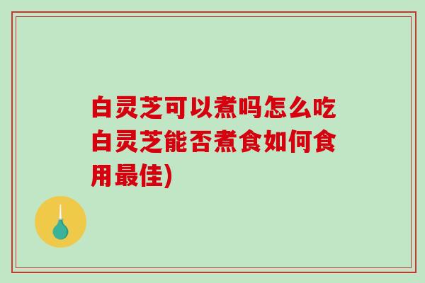 白灵芝可以煮吗怎么吃白灵芝能否煮食如何食用最佳)-第1张图片-破壁灵芝孢子粉研究指南