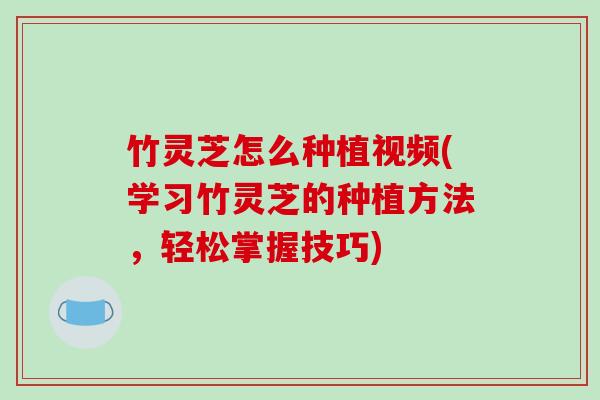 竹灵芝怎么种植视频(学习竹灵芝的种植方法,轻松掌握技巧)-第1张图片-破壁灵芝孢子粉研究指南 竹灵芝怎么种植视频(学习竹灵芝的种植方法,轻松掌握技巧)-第1张图片-破壁灵芝孢子粉研究指南