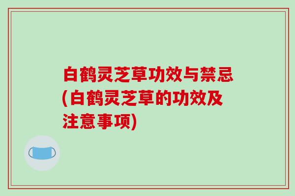 白鹤灵芝草功效与禁忌(白鹤灵芝草的功效及注意事项)-第1张图片-破壁灵芝孢子粉研究指南 白鹤灵芝草功效与禁忌(白鹤灵芝草的功效及注意事项)-第1张图片-破壁灵芝孢子粉研究指南