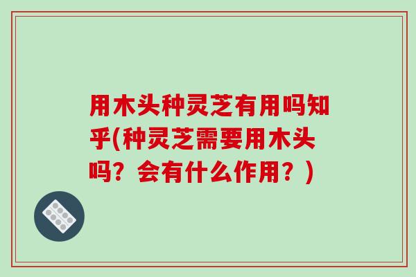 用木头种灵芝有用吗知乎(种灵芝需要用木头吗?会有什么作用?)-第1张图片-破壁灵芝孢子粉研究指南 用木头种灵芝有用吗知乎(种灵芝需要用木头吗?会有什么作用?)-第1张图片-破壁灵芝孢子粉研究指南