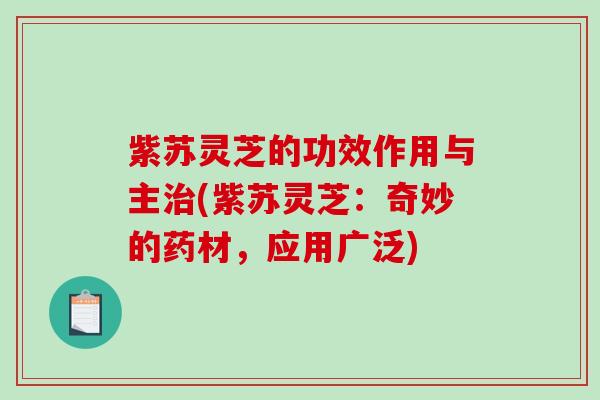 紫苏灵芝的功效作用与主治(紫苏灵芝:奇妙的药材,应用广泛)-第1张图片-破壁灵芝孢子粉研究指南 紫苏灵芝的功效作用与主治(紫苏灵芝:奇妙的药材,应用广泛)-第1张图片-破壁灵芝孢子粉研究指南