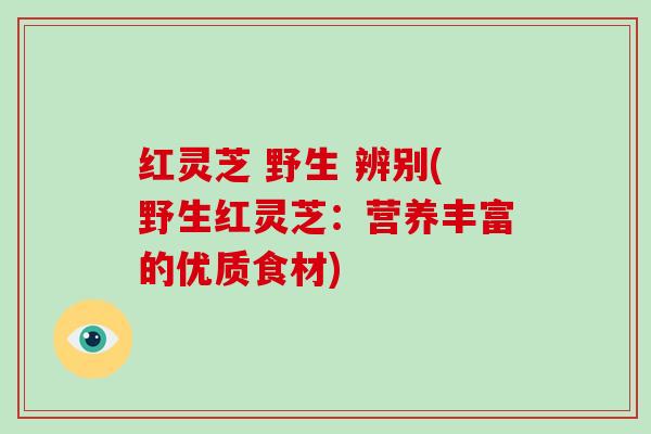 红灵芝 野生 辨别(野生红灵芝:营养丰富的优质食材)-第1张图片-破壁灵芝孢子粉研究指南 红灵芝 野生 辨别(野生红灵芝:营养丰富的优质食材)-第1张图片-破壁灵芝孢子粉研究指南