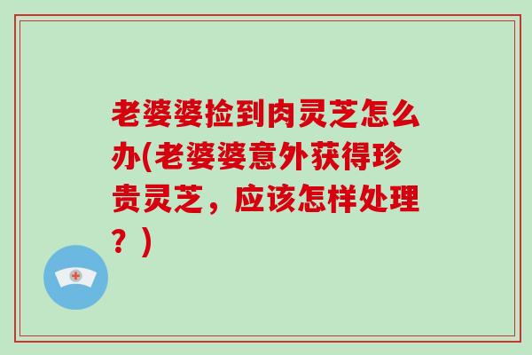 老婆婆捡到肉灵芝怎么办(老婆婆意外获得珍贵灵芝，应该怎样处理？)-第1张图片-破壁灵芝孢子粉研究指南