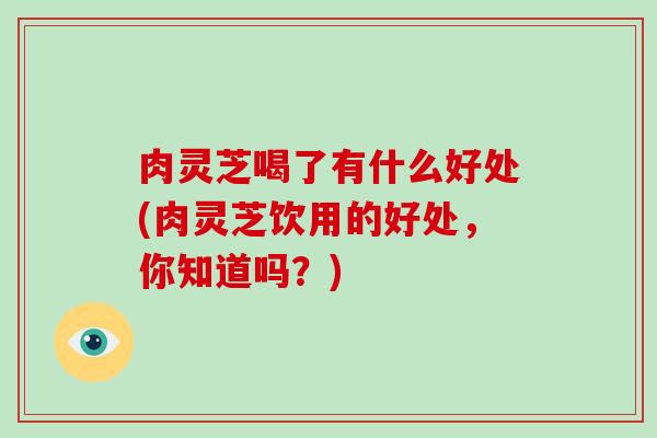 肉灵芝喝了有什么好处(肉灵芝饮用的好处,你知道吗?)-第1张图片-破壁灵芝孢子粉研究指南 肉灵芝喝了有什么好处(肉灵芝饮用的好处,你知道吗?)-第1张图片-破壁灵芝孢子粉研究指南