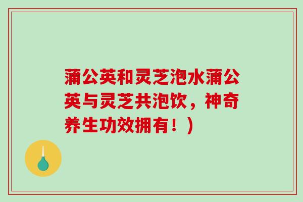 蒲公英和灵芝泡水蒲公英与灵芝共泡饮，神奇养生功效拥有！)-第1张图片-破壁灵芝孢子粉研究指南