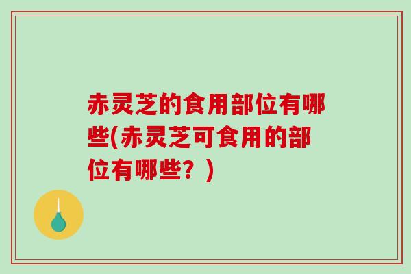 赤灵芝的食用部位有哪些(赤灵芝可食用的部位有哪些?)-第1张图片-破壁灵芝孢子粉研究指南 赤灵芝的食用部位有哪些(赤灵芝可食用的部位有哪些?)-第1张图片-破壁灵芝孢子粉研究指南