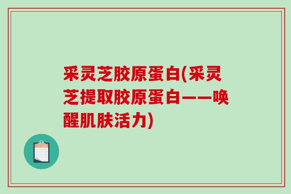 采灵芝胶原蛋白(采灵芝提取胶原蛋白——唤醒肌肤活力)-第1张图片-破壁灵芝孢子粉研究指南 采灵芝胶原蛋白(采灵芝提取胶原蛋白——唤醒肌肤活力)-第1张图片-破壁灵芝孢子粉研究指南