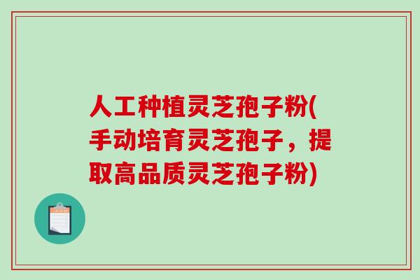 人工种植灵芝孢子粉(手动培育灵芝孢子,提取高品质灵芝孢子粉)-第1张图片-破壁灵芝孢子粉研究指南 人工种植灵芝孢子粉(手动培育灵芝孢子,提取高品质灵芝孢子粉)-第1张图片-破壁灵芝孢子粉研究指南