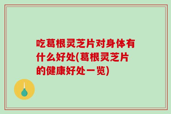 吃葛根灵芝片对身体有什么好处(葛根灵芝片的健康好处一览)-第1张图片-破壁灵芝孢子粉研究指南