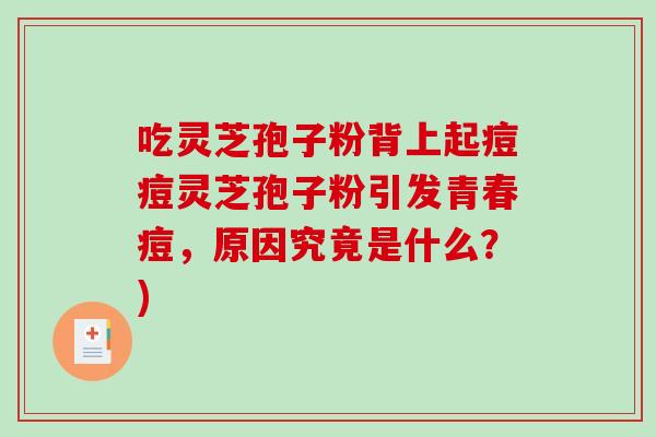 吃灵芝孢子粉背上起痘痘灵芝孢子粉引发青春痘,原因究竟是什么?)-第1张图片-破壁灵芝孢子粉研究指南 吃灵芝孢子粉背上起痘痘灵芝孢子粉引发青春痘,原因究竟是什么?)-第1张图片-破壁灵芝孢子粉研究指南