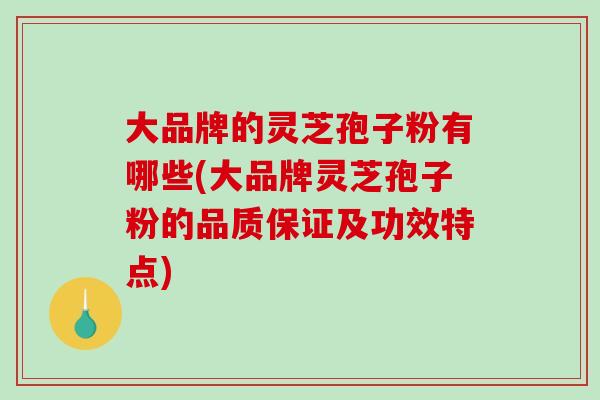 大品牌的灵芝孢子粉有哪些(大品牌灵芝孢子粉的品质保证及功效特点)-第1张图片-破壁灵芝孢子粉研究指南 大品牌的灵芝孢子粉有哪些(大品牌灵芝孢子粉的品质保证及功效特点)-第1张图片-破壁灵芝孢子粉研究指南