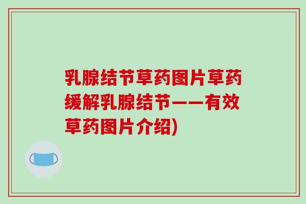 乳腺结节草药图片草药缓解乳腺结节——有效草药图片介绍)-第1张图片-破壁灵芝孢子粉研究指南 乳腺结节草药图片草药缓解乳腺结节——有效草药图片介绍)-第1张图片-破壁灵芝孢子粉研究指南