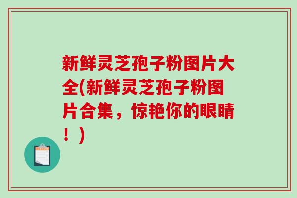 新鲜灵芝孢子粉图片大全(新鲜灵芝孢子粉图片合集,惊艳你的眼睛!)-第1张图片-破壁灵芝孢子粉研究指南 新鲜灵芝孢子粉图片大全(新鲜灵芝孢子粉图片合集,惊艳你的眼睛!)-第1张图片-破壁灵芝孢子粉研究指南