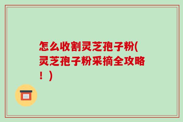 怎么收割灵芝孢子粉(灵芝孢子粉采摘全攻略!)-第1张图片-破壁灵芝孢子粉研究指南 怎么收割灵芝孢子粉(灵芝孢子粉采摘全攻略!)-第1张图片-破壁灵芝孢子粉研究指南