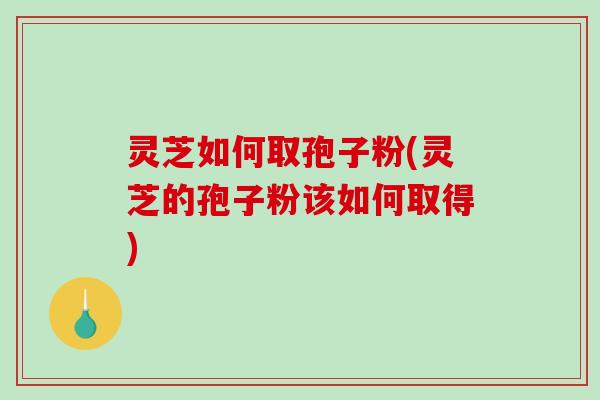 灵芝如何取孢子粉(灵芝的孢子粉该如何取得)-第1张图片-破壁灵芝孢子粉研究指南