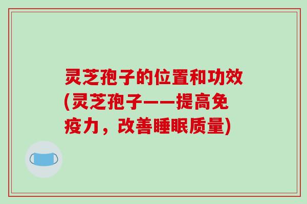 灵芝孢子的位置和功效(灵芝孢子——提高免疫力，改善睡眠质量)-第1张图片-破壁灵芝孢子粉研究指南