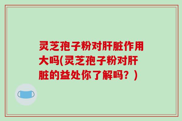 灵芝孢子粉对肝脏作用大吗(灵芝孢子粉对肝脏的益处你了解吗？)-第1张图片-破壁灵芝孢子粉研究指南