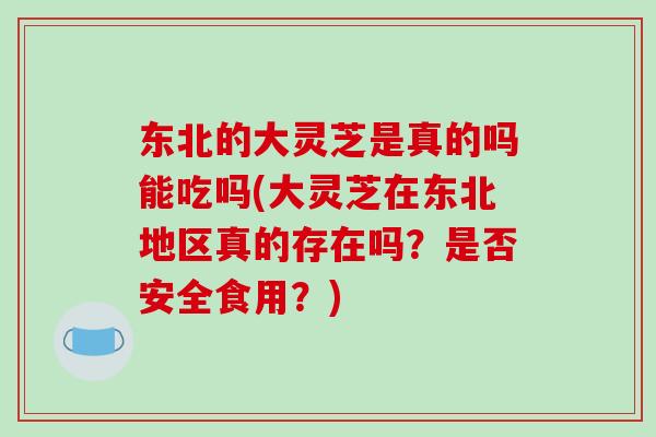 东北的大灵芝是真的吗能吃吗(大灵芝在东北地区真的存在吗?是否安全食用?)-第1张图片-破壁灵芝孢子粉研究指南 东北的大灵芝是真的吗能吃吗(大灵芝在东北地区真的存在吗?是否安全食用?)-第1张图片-破壁灵芝孢子粉研究指南