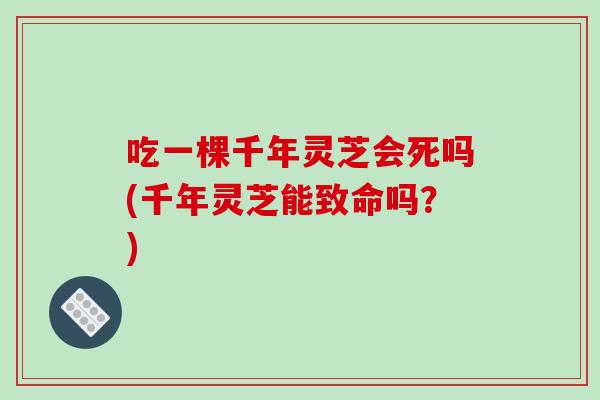 吃一棵千年灵芝会死吗(千年灵芝能致命吗？)-第1张图片-破壁灵芝孢子粉研究指南
