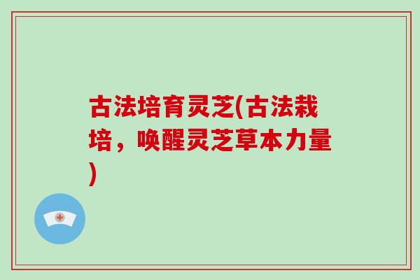 古法培育灵芝(古法栽培,唤醒灵芝草本力量)-第1张图片-破壁灵芝孢子粉研究指南 古法培育灵芝(古法栽培,唤醒灵芝草本力量)-第1张图片-破壁灵芝孢子粉研究指南