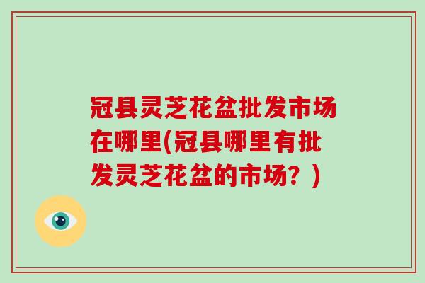 冠县灵芝花盆批发市场在哪里(冠县哪里有批发灵芝花盆的市场？)-第1张图片-破壁灵芝孢子粉研究指南