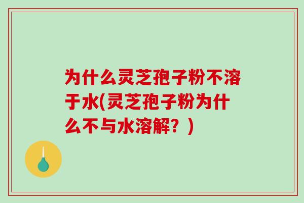 为什么灵芝孢子粉不溶于水(灵芝孢子粉为什么不与水溶解？)-第1张图片-破壁灵芝孢子粉研究指南