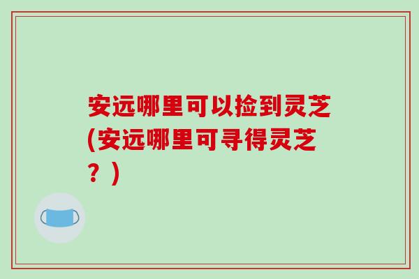 安远哪里可以捡到灵芝(安远哪里可寻得灵芝?)-第1张图片-破壁灵芝孢子粉研究指南 安远哪里可以捡到灵芝(安远哪里可寻得灵芝?)-第1张图片-破壁灵芝孢子粉研究指南
