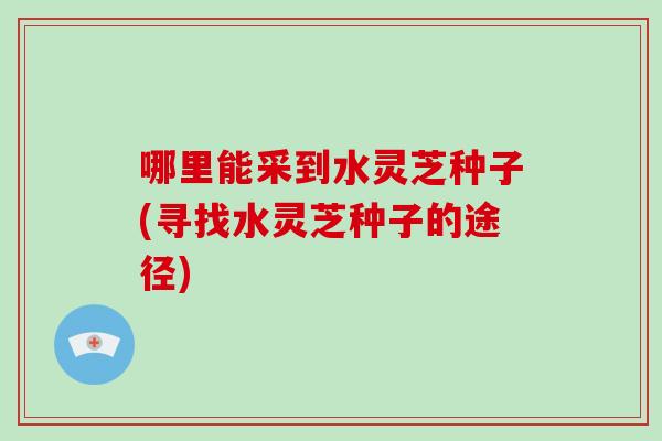哪里能采到水灵芝种子(寻找水灵芝种子的途径)-第1张图片-破壁灵芝孢子粉研究指南