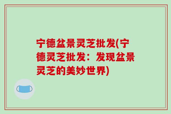 宁德盆景灵芝批发(宁德灵芝批发：发现盆景灵芝的美妙世界)-第1张图片-破壁灵芝孢子粉研究指南