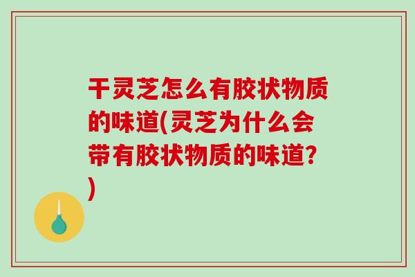 干灵芝怎么有胶状物质的味道(灵芝为什么会带有胶状物质的味道?)-第1张图片-破壁灵芝孢子粉研究指南 干灵芝怎么有胶状物质的味道(灵芝为什么会带有胶状物质的味道?)-第1张图片-破壁灵芝孢子粉研究指南