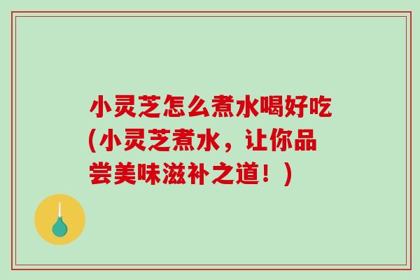 小灵芝怎么煮水喝好吃(小灵芝煮水,让你品尝美味滋补之道!)-第1张图片-破壁灵芝孢子粉研究指南 小灵芝怎么煮水喝好吃(小灵芝煮水,让你品尝美味滋补之道!)-第1张图片-破壁灵芝孢子粉研究指南