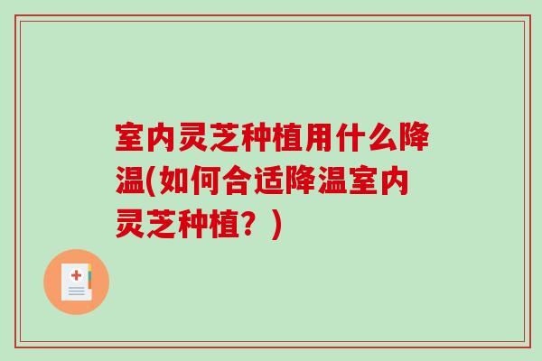 室内灵芝种植用什么降温(如何合适降温室内灵芝种植?)-第1张图片-破壁灵芝孢子粉研究指南 室内灵芝种植用什么降温(如何合适降温室内灵芝种植?)-第1张图片-破壁灵芝孢子粉研究指南