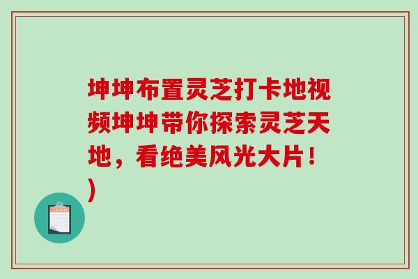 坤坤布置灵芝打卡地视频坤坤带你探索灵芝天地,看绝美风光大片!)-第1张图片-破壁灵芝孢子粉研究指南 坤坤布置灵芝打卡地视频坤坤带你探索灵芝天地,看绝美风光大片!)-第1张图片-破壁灵芝孢子粉研究指南