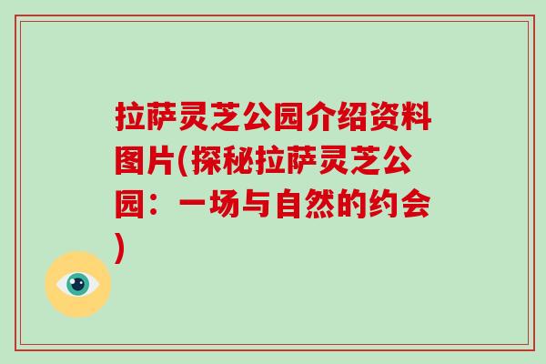 拉萨灵芝公园介绍资料图片(探秘拉萨灵芝公园:一场与自然的约会)-第1张图片-破壁灵芝孢子粉研究指南 拉萨灵芝公园介绍资料图片(探秘拉萨灵芝公园:一场与自然的约会)-第1张图片-破壁灵芝孢子粉研究指南