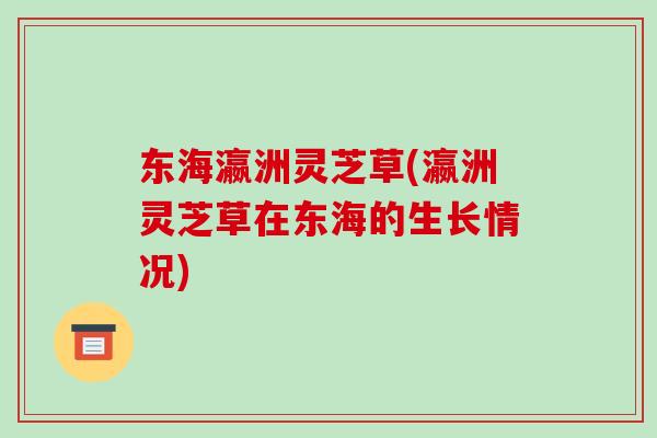 东海瀛洲灵芝草(瀛洲灵芝草在东海的生长情况)-第1张图片-破壁灵芝孢子粉研究指南