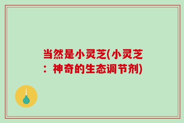 当然是小灵芝(小灵芝：神奇的生态调节剂)-第1张图片-破壁灵芝孢子粉研究指南