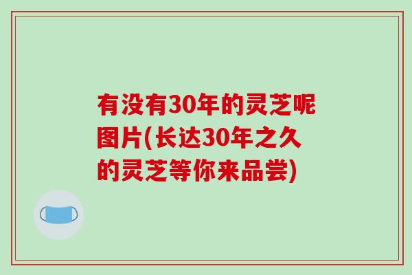 有没有30年的灵芝呢图片(长达30年之久的灵芝等你来品尝)-第1张图片-破壁灵芝孢子粉研究指南 有没有30年的灵芝呢图片(长达30年之久的灵芝等你来品尝)-第1张图片-破壁灵芝孢子粉研究指南