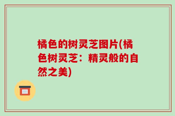 橘色的树灵芝图片(橘色树灵芝:精灵般的自然之美)-第1张图片-破壁灵芝孢子粉研究指南 橘色的树灵芝图片(橘色树灵芝:精灵般的自然之美)-第1张图片-破壁灵芝孢子粉研究指南