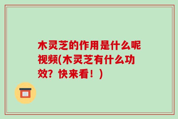 木灵芝的作用是什么呢视频(木灵芝有什么功效?快来看!)-第1张图片-破壁灵芝孢子粉研究指南 木灵芝的作用是什么呢视频(木灵芝有什么功效?快来看!)-第1张图片-破壁灵芝孢子粉研究指南