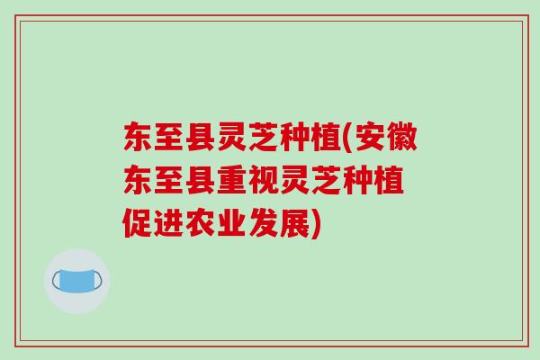 东至县灵芝种植(安徽东至县重视灵芝种植 促进农业发展)-第1张图片-破壁灵芝孢子粉研究指南 东至县灵芝种植(安徽东至县重视灵芝种植 促进农业发展)-第1张图片-破壁灵芝孢子粉研究指南