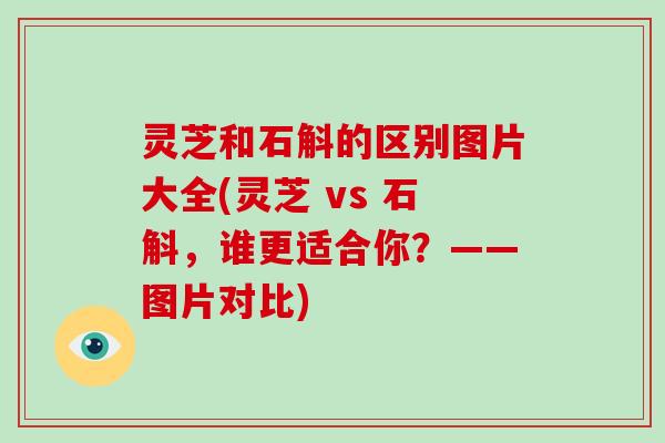 灵芝和石斛的区别图片大全(灵芝 vs 石斛,谁更适合你?——图片对比)-第1张图片-破壁灵芝孢子粉研究指南 灵芝和石斛的区别图片大全(灵芝 vs 石斛,谁更适合你?——图片对比)-第1张图片-破壁灵芝孢子粉研究指南