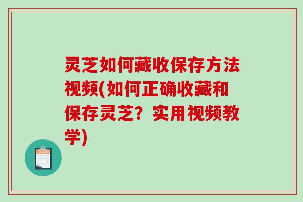 灵芝如何藏收保存方法视频(如何正确收藏和保存灵芝?实用视频教学)-第1张图片-破壁灵芝孢子粉研究指南 灵芝如何藏收保存方法视频(如何正确收藏和保存灵芝?实用视频教学)-第1张图片-破壁灵芝孢子粉研究指南