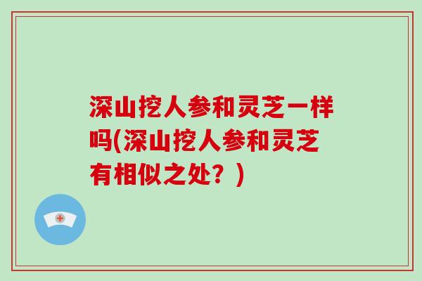 深山挖人参和灵芝一样吗(深山挖人参和灵芝有相似之处?)-第1张图片-破壁灵芝孢子粉研究指南 深山挖人参和灵芝一样吗(深山挖人参和灵芝有相似之处?)-第1张图片-破壁灵芝孢子粉研究指南